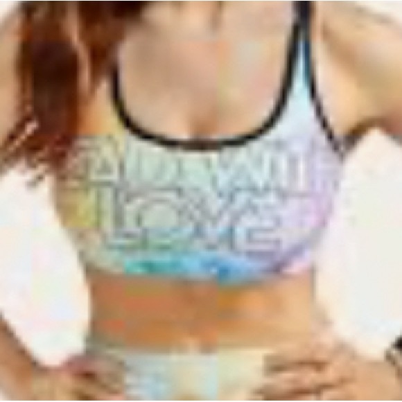 Peloton WITH Strappy Sports Bra Lead With Love Rainbow Tie Dye Size M - Picture 8 of 8